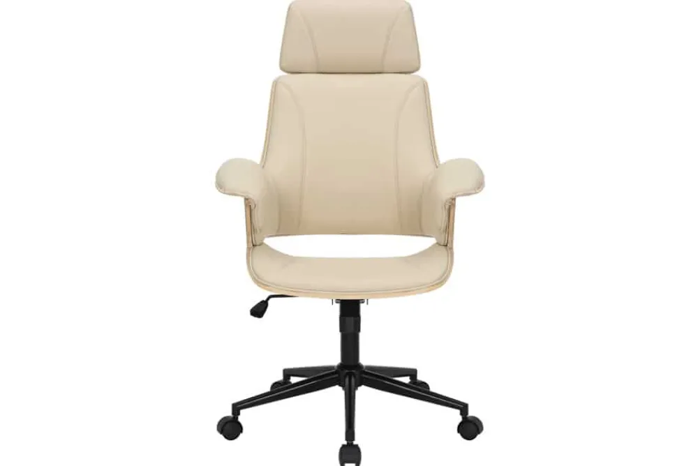 Riess-Ambiente Retro Möbel|Bürostühle > Höhenverstellbarer Bürostuhl MANHATTAN natur Eiche creme beige Kunstleder drehbar