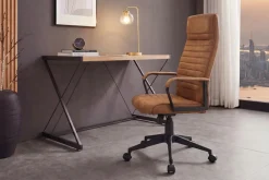 Riess-Ambiente Bürostühle > Höhenverstellbarer Bürostuhl LAZIO vintage braun Microfaser drehbar mit Rollen