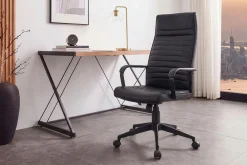Riess-Ambiente Bürostühle > Höhenverstellbarer Bürostuhl LAZIO schwarz Kunstleder drehbar mit Rollen