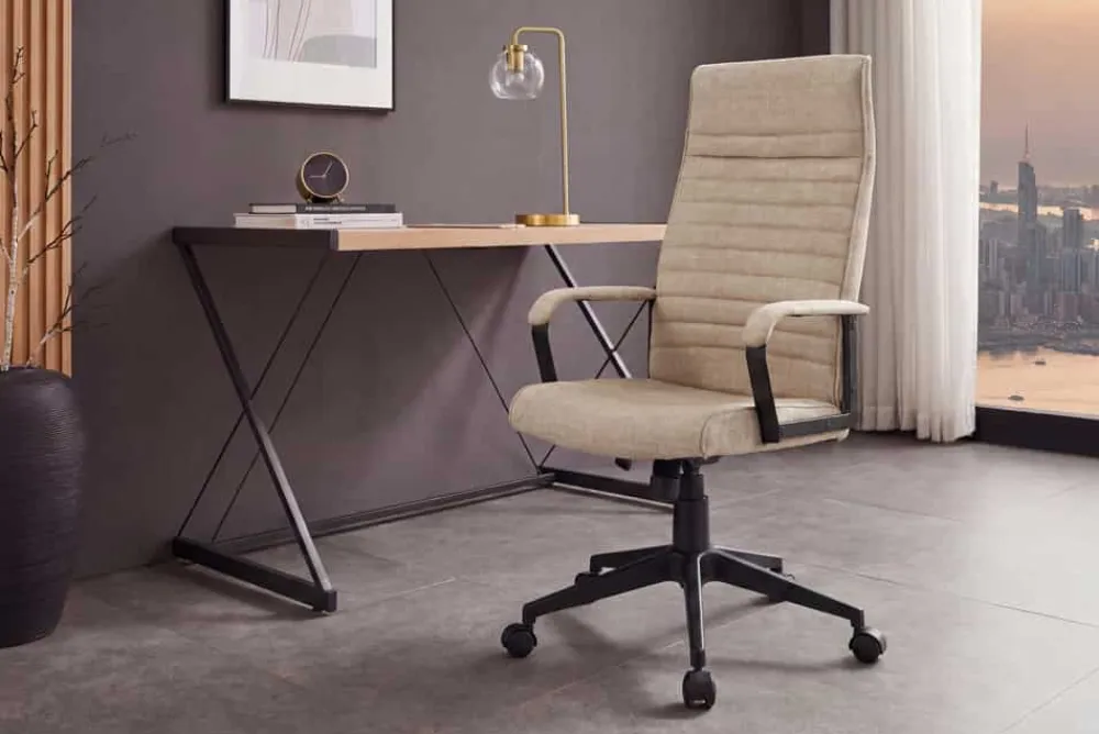 Riess-Ambiente Bürostühle > Höhenverstellbarer Bürostuhl LAZIO beige Vogue Velours Samt drehbar mit Rollen