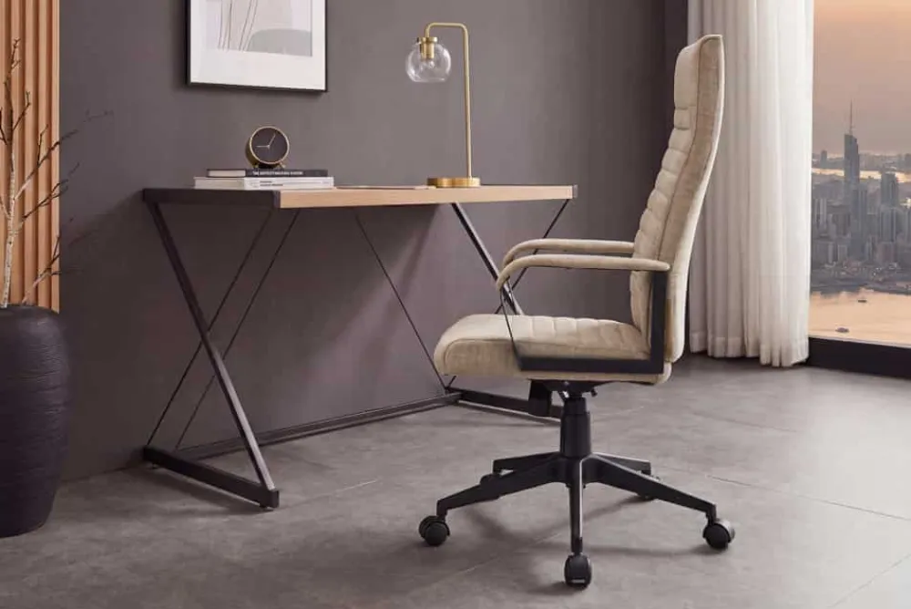 Riess-Ambiente Bürostühle > Höhenverstellbarer Bürostuhl LAZIO beige Vogue Velours Samt drehbar mit Rollen