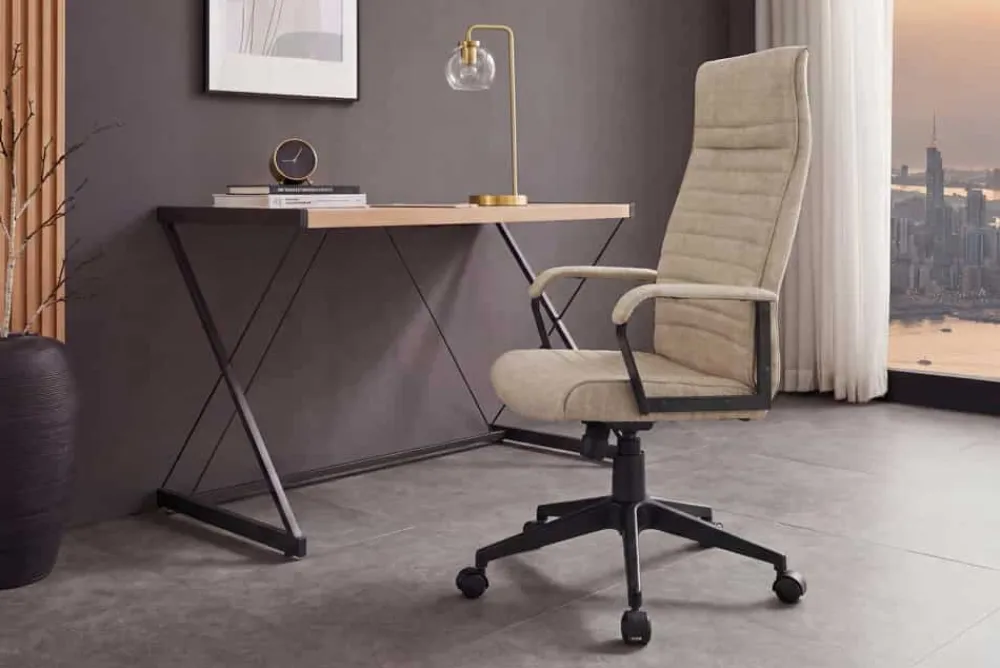 Riess-Ambiente Bürostühle > Höhenverstellbarer Bürostuhl LAZIO beige Vogue Velours Samt drehbar mit Rollen