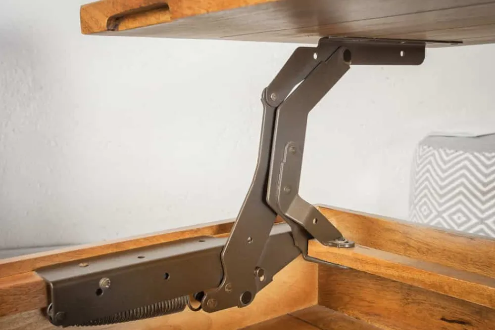Riess-Ambiente Couchtische & Truhen|Mehr... > Höhenverstellbarer Couchtisch FACTORY LIFTUP 80cm Mangoholz massiv mit Stauraum Metall