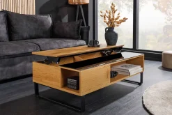 Riess-Ambiente Industrial Loft|Couchtische & Truhen > Höhenverstellbarer Couchtisch APARTMENT 110cm natur Eiche schwarz Metall Stauraum