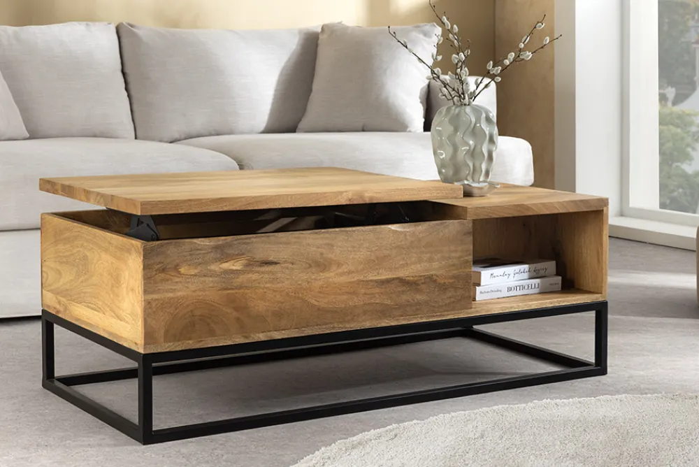 Riess-Ambiente Couchtische & Truhen|Mehr... > Höhenverstellbarer Couchtisch MAKASSAR FUNCTION 110cm natur cream finish Mangoholz massiv