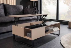 Riess-Ambiente Industrial Loft|Couchtische & Truhen > Höhenverstellbarer Couchtisch APARTMENT 110cm taupe greige schwarz Metall Stauraum