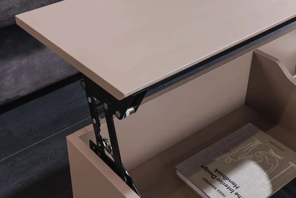 Riess-Ambiente Industrial Loft|Couchtische & Truhen > Höhenverstellbarer Couchtisch APARTMENT 110cm taupe greige schwarz Metall Stauraum