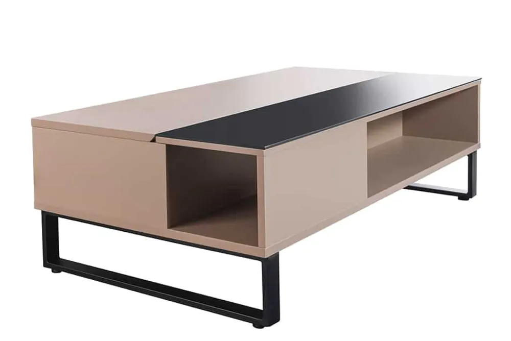 Riess-Ambiente Industrial Loft|Couchtische & Truhen > Höhenverstellbarer Couchtisch APARTMENT 110cm taupe greige schwarz Metall Stauraum