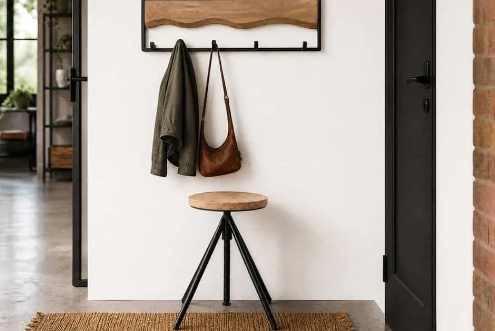 Riess-Ambiente Sitzhocker|Industrial Loft > Höhenverstellbarer Hocker FACTORY 60cm natur Mangoholz Metall Sitzhocker