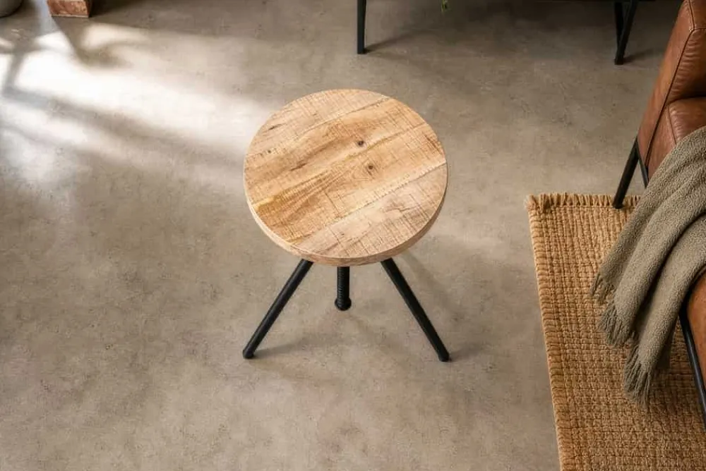 Riess-Ambiente Sitzhocker|Industrial Loft > Höhenverstellbarer Hocker FACTORY 60cm natur Mangoholz Metall Sitzhocker