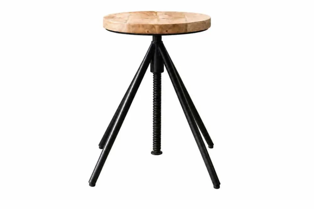 Riess-Ambiente Sitzhocker|Industrial Loft > Höhenverstellbarer Hocker FACTORY 60cm natur Mangoholz Metall Sitzhocker