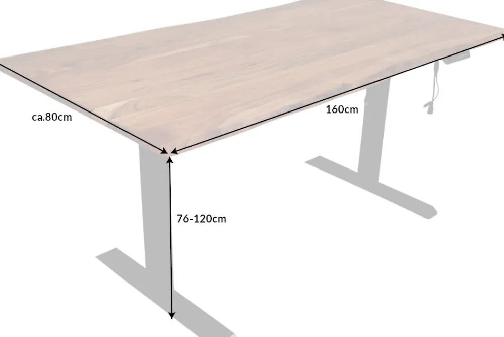 Riess-Ambiente Mehr...|Mehr... > Höhenverstellbarer Schreibtisch MAMMUT 160cm natur Akazie Massivholz Baumkante