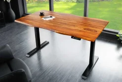 Riess-Ambiente Mehr...|Mehr... > Höhenverstellbarer Schreibtisch MAMMUT 140cm braun Sheesham Massivholz stone finish