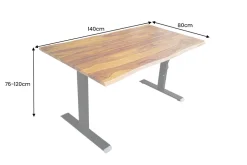 Riess-Ambiente Mehr...|Mehr... > Höhenverstellbarer Schreibtisch MAMMUT 140cm braun Sheesham Massivholz stone finish