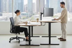 Riess-Ambiente Bürotische|Industrial Loft > Höhenverstellbarer Schreibtisch OAK DESK 160cm natur Eiche schwarz Metall