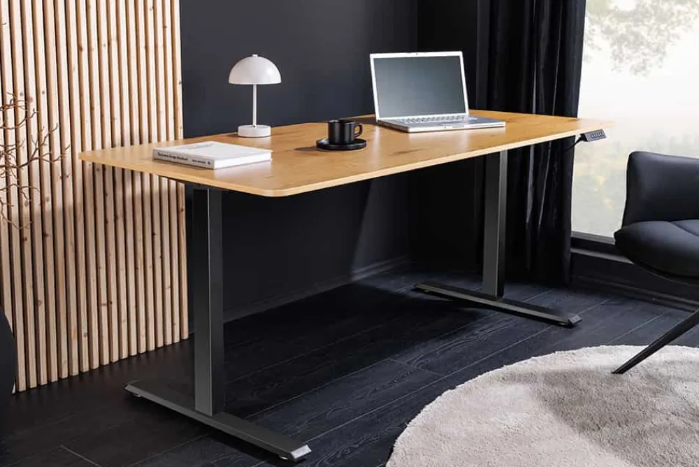 Riess-Ambiente Bürotische|Industrial Loft > Höhenverstellbarer Schreibtisch OAK DESK 160cm natur Eiche schwarz Metall