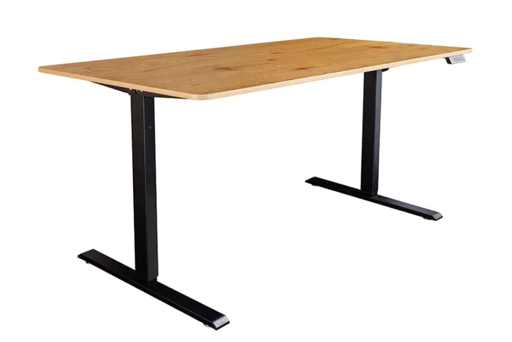 Riess-Ambiente Bürotische|Industrial Loft > Höhenverstellbarer Schreibtisch OAK DESK 160cm natur Eiche schwarz Metall