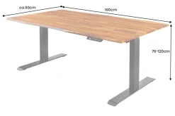 Riess-Ambiente Bürotische|Industrial Loft > Höhenverstellbarer Schreibtisch MAMMUT 160cm natur Sheesham Massivholz Baumkante