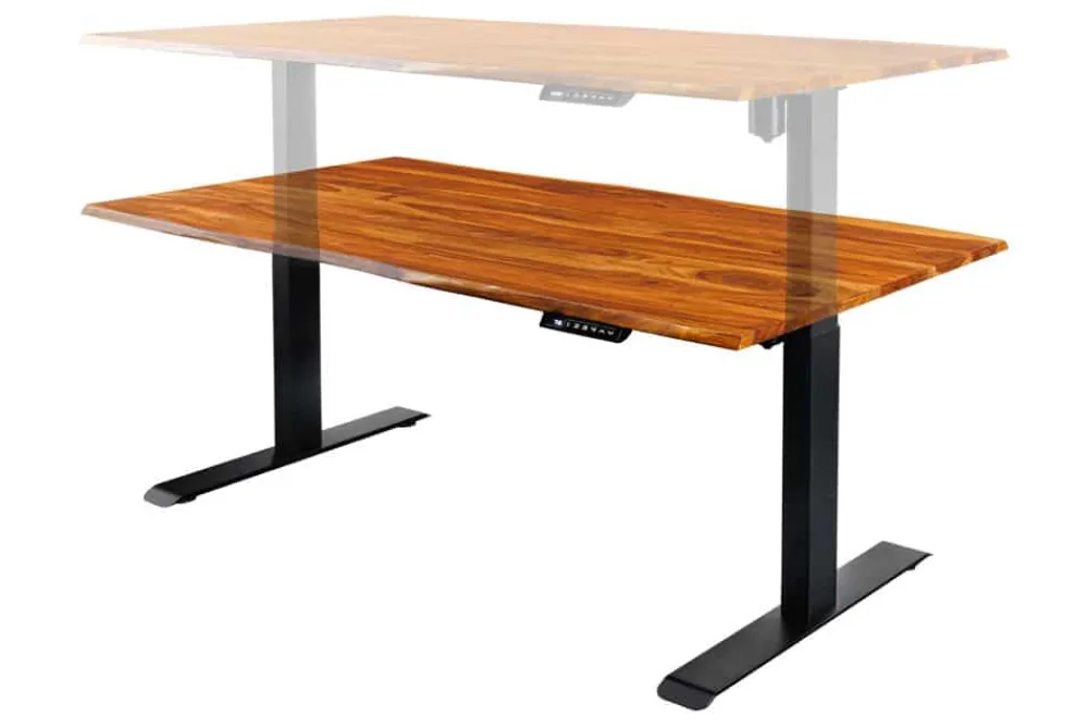 Riess-Ambiente Bürotische|Industrial Loft > Höhenverstellbarer Schreibtisch MAMMUT 160cm natur Sheesham Massivholz Baumkante