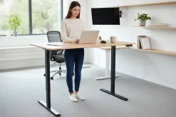 Riess-Ambiente Bürotische|Industrial Loft > Höhenverstellbarer Schreibtisch OAK DESK 120cm natur Eiche schwarz Metall