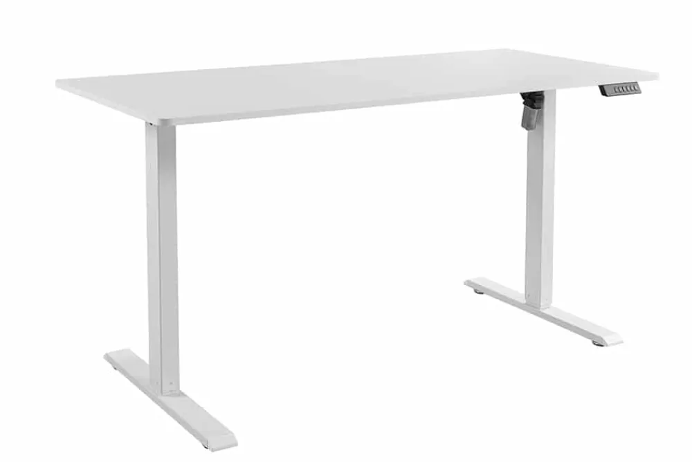 Riess-Ambiente Bürotische > Höhenverstellbarer Schreibtisch WHITE DESK 140cm weiß Metallgestell Bürotisch
