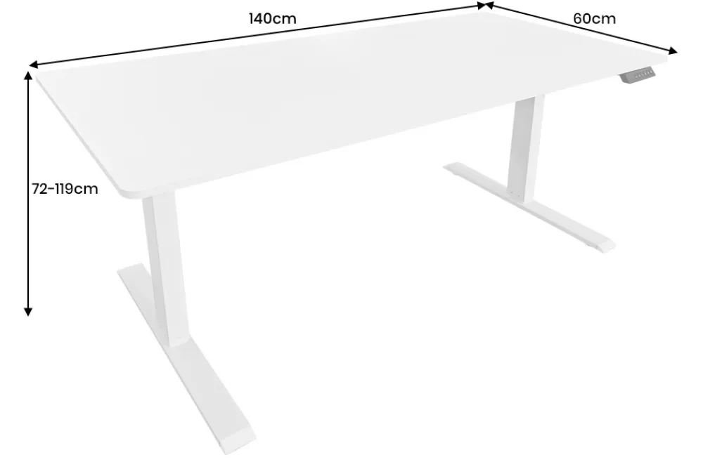 Riess-Ambiente Bürotische > Höhenverstellbarer Schreibtisch WHITE DESK 140cm weiß Metallgestell Bürotisch