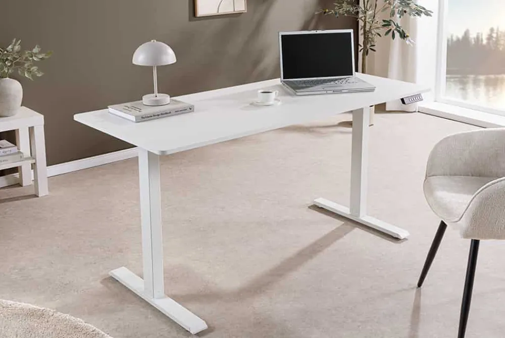 Riess-Ambiente Bürotische > Höhenverstellbarer Schreibtisch WHITE DESK 140cm weiß Metallgestell Bürotisch