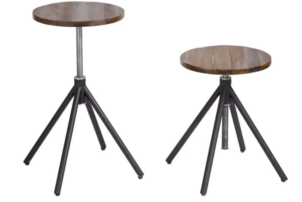 Riess-Ambiente Mehr...|Sitzhocker > Höhenverstellbarer Sitz Hocker FACTORY Akazie verwittert Industrial Design