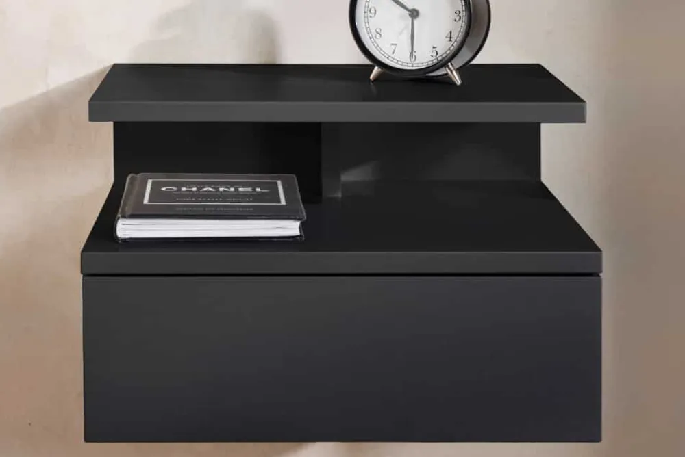 Riess-Ambiente Nachttische > Hängender Nachttisch FLOATING 35cm schwarz Regal mit Schublade