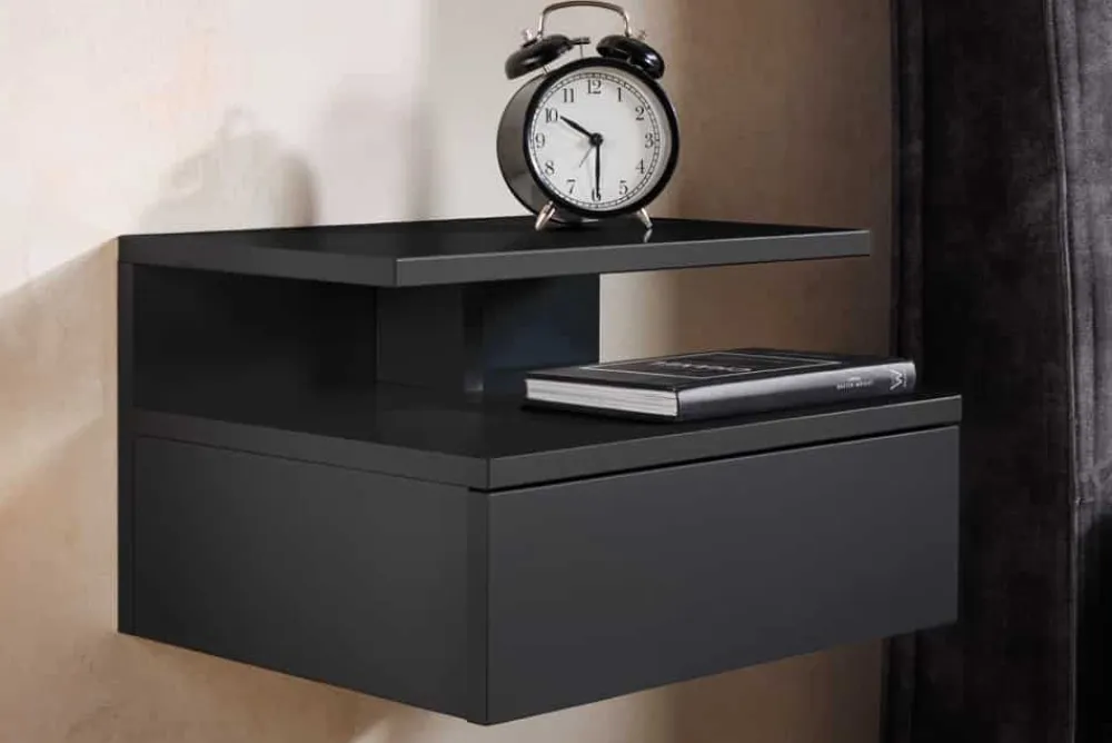 Riess-Ambiente Nachttische > Hängender Nachttisch FLOATING 35cm schwarz Regal mit Schublade