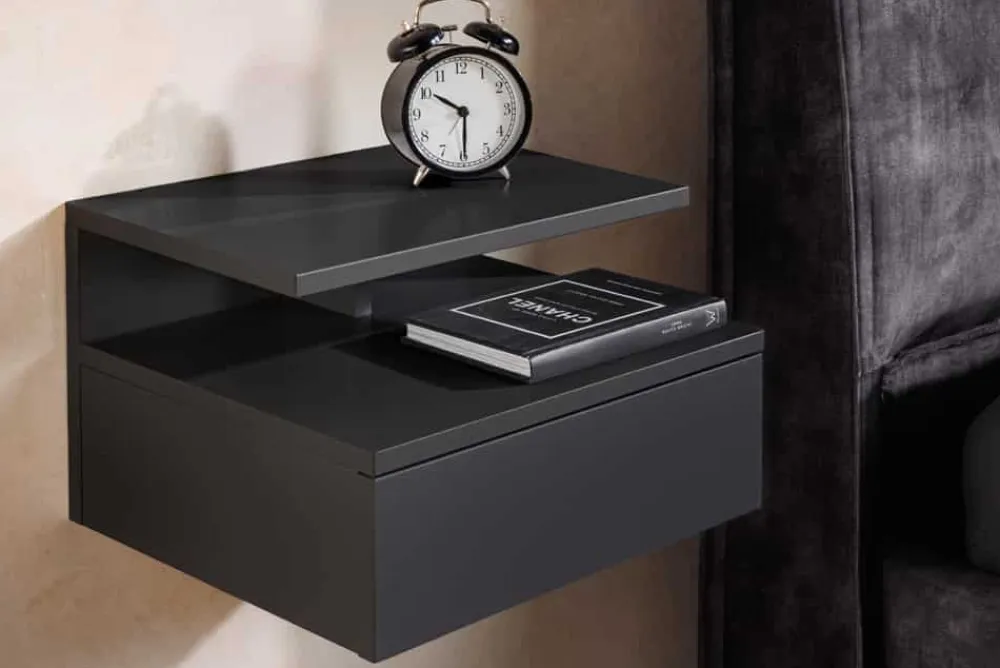 Riess-Ambiente Nachttische > Hängender Nachttisch FLOATING 35cm schwarz Regal mit Schublade