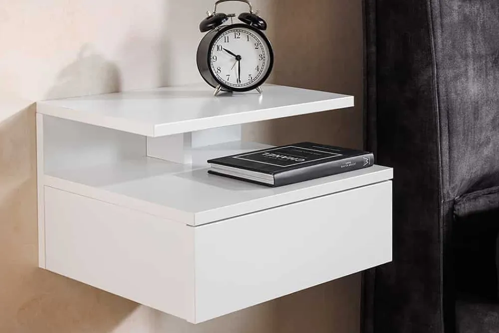 Riess-Ambiente Nachttische > Hängender Nachttisch FLOATING 35cm weiß Regal mit Schublade