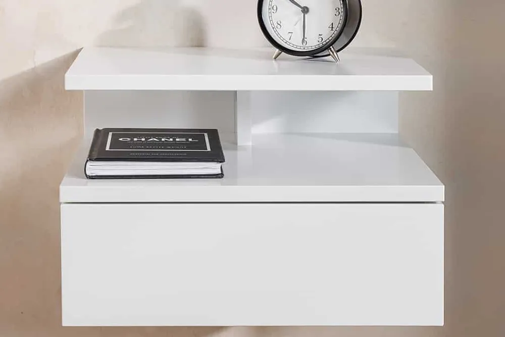 Riess-Ambiente Nachttische > Hängender Nachttisch FLOATING 35cm weiß Regal mit Schublade