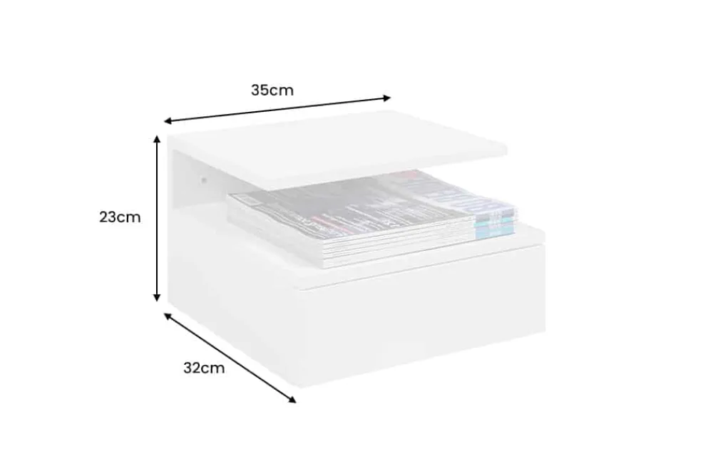 Riess-Ambiente Nachttische > Hängender Nachttisch FLOATING 35cm weiß Regal mit Schublade