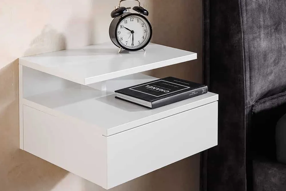 Riess-Ambiente Nachttische > Hängender Nachttisch FLOATING 35cm weiß Regal mit Schublade
