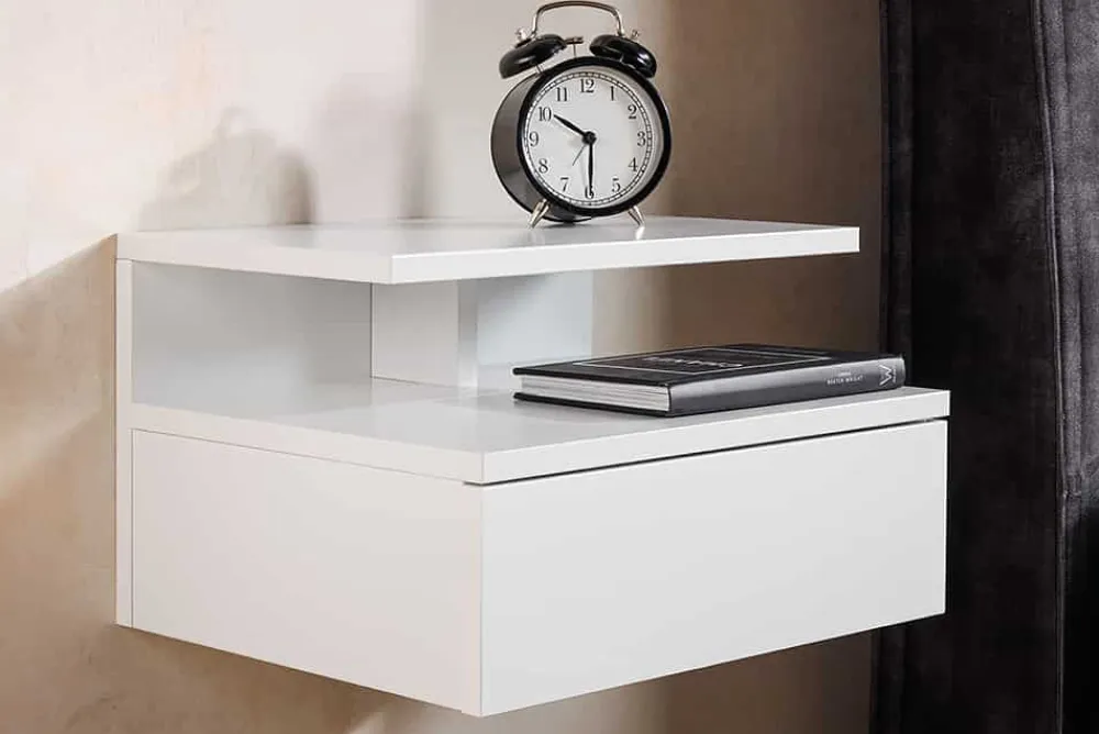 Riess-Ambiente Nachttische > Hängender Nachttisch FLOATING 35cm weiß Regal mit Schublade