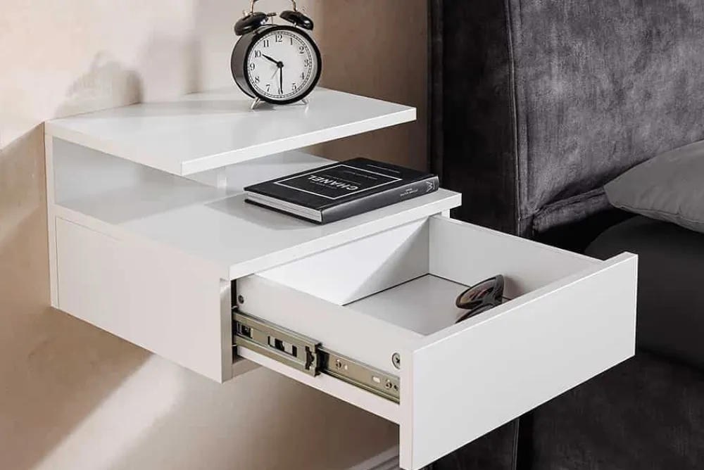 Riess-Ambiente Nachttische > Hängender Nachttisch FLOATING 35cm weiß Regal mit Schublade