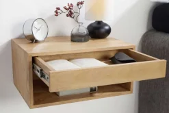 Riess-Ambiente Skandinavisch|Mehr... > Hängender Nachttisch PURE 50cm natur Mangoholz cream finish Wandregal Schublade