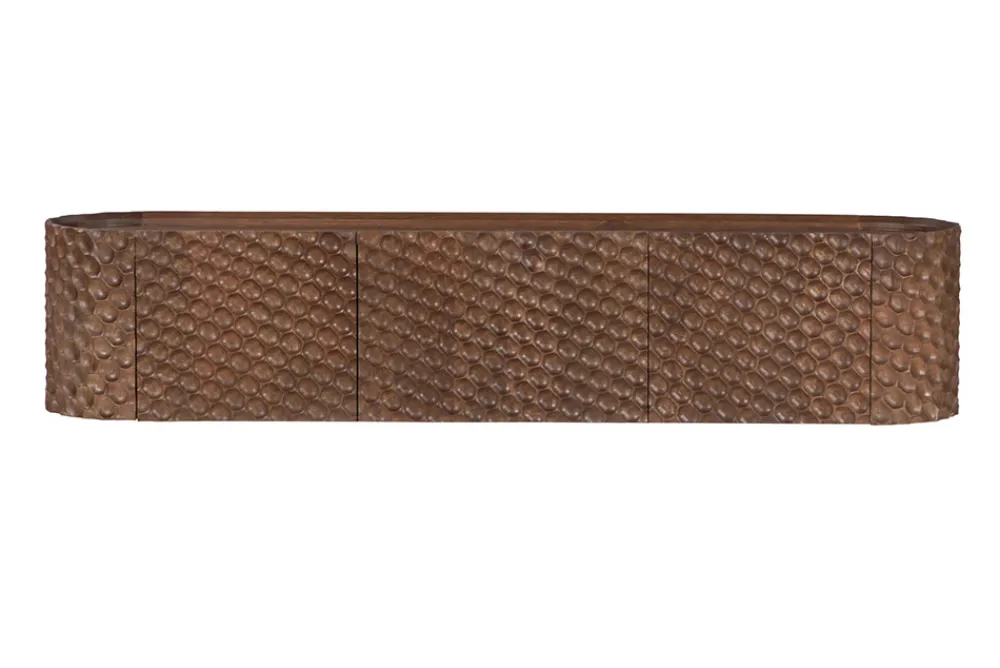 Riess-Ambiente Retro Möbel|Tv- & Lowboards > Hängendes TV-Board ADLON 160cm braun Mangoholz massive 3D-Front in Wabenstruktur