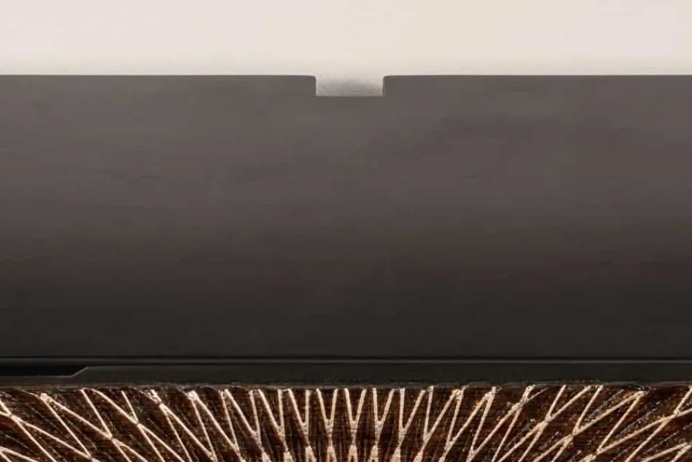 Riess-Ambiente Industrial Loft|Tv- & Lowboards > Hängendes TV-Board ILLUSION 160cm schwarz Mangoholz Massivholz mit 3D Schnitzereien gold