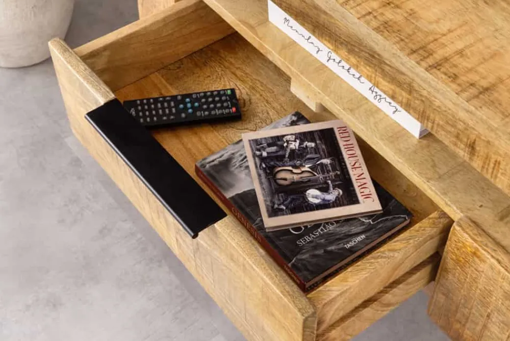 Riess-Ambiente Mehr...|Industrial Loft > Hängendes TV-Board IRON CRAFT 160cm natur Mango Massivholz drei Schubladen Lowboard
