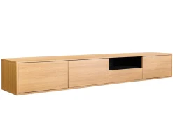 Riess-Ambiente Skandinavisch|Tv- & Lowboards > Hängendes TV-Board LOFT 200cm natur schwarz sieben Fächer mit Schublade