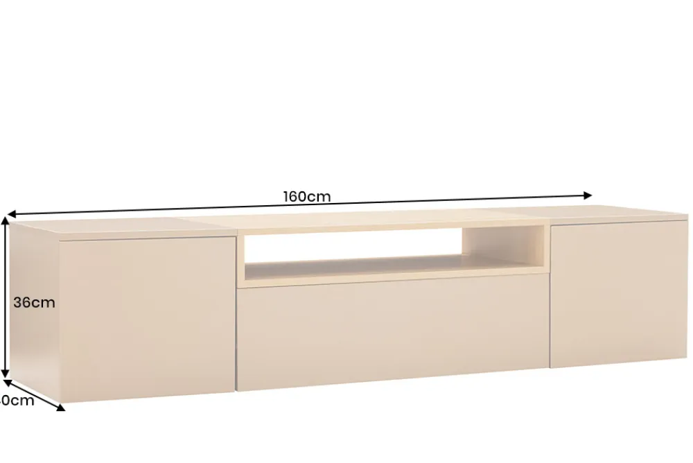 Riess-Ambiente Skandinavisch|Tv- & Lowboards > Hängendes TV-Board LOFT 160cm natur grau beige greige drei Fächer mit Schublade