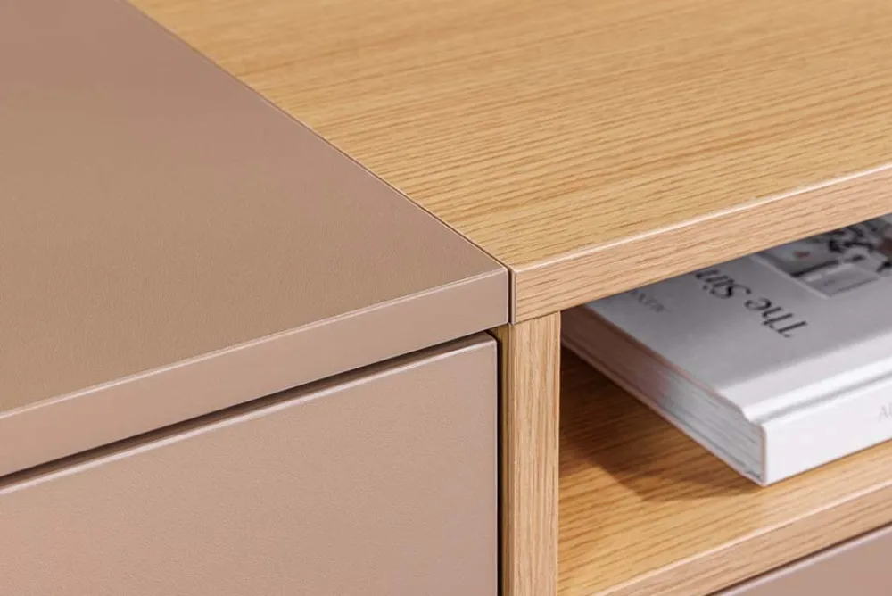 Riess-Ambiente Skandinavisch|Tv- & Lowboards > Hängendes TV-Board LOFT 160cm natur grau beige greige drei Fächer mit Schublade