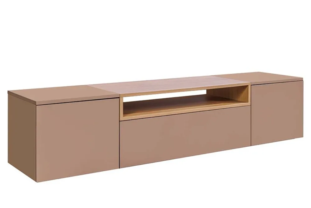 Riess-Ambiente Skandinavisch|Tv- & Lowboards > Hängendes TV-Board LOFT 160cm natur grau beige greige drei Fächer mit Schublade