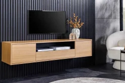Riess-Ambiente Skandinavisch|Tv- & Lowboards > Hängendes TV-Board LOFT 150cm natur schwarz fünf Fächer mit Schublade