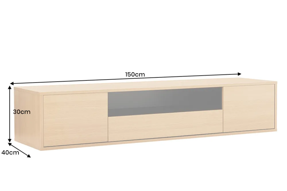 Riess-Ambiente Skandinavisch|Tv- & Lowboards > Hängendes TV-Board LOFT 150cm natur schwarz fünf Fächer mit Schublade