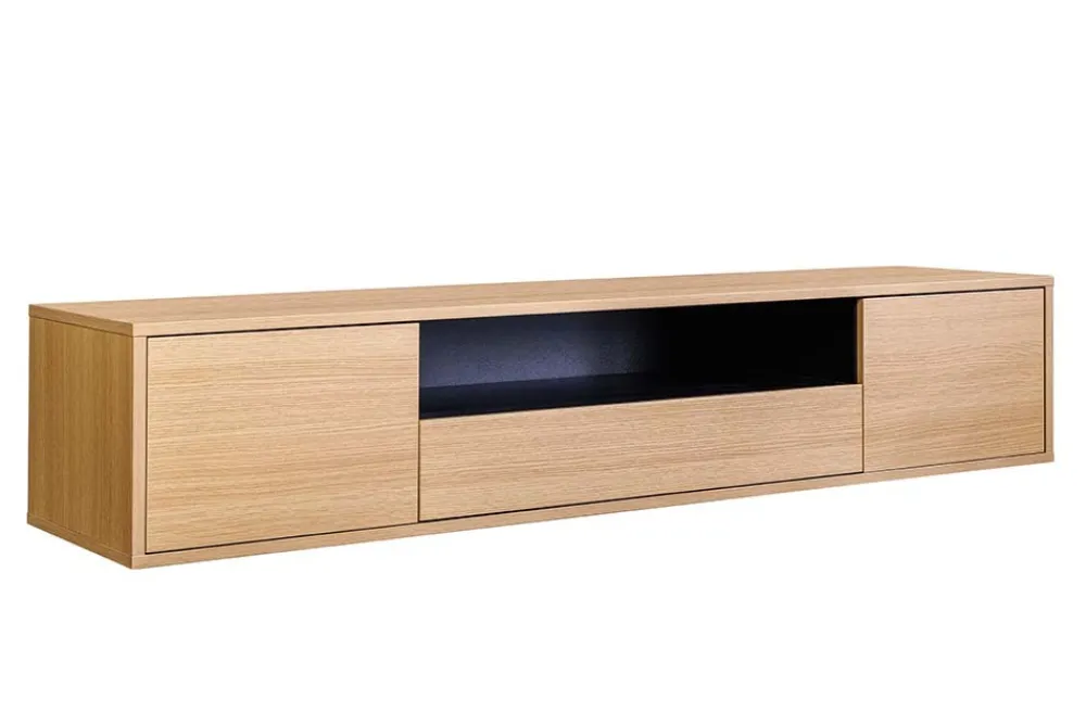 Riess-Ambiente Skandinavisch|Tv- & Lowboards > Hängendes TV-Board LOFT 150cm natur schwarz fünf Fächer mit Schublade