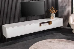 Riess-Ambiente Skandinavisch|Tv- & Lowboards > Hängendes TV-Board LOFT 200cm weiß natur sieben Fächer mit Schublade