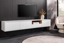 Riess-Ambiente Skandinavisch|Tv- & Lowboards > Hängendes TV-Board LOFT 200cm weiß natur sieben Fächer mit Schublade